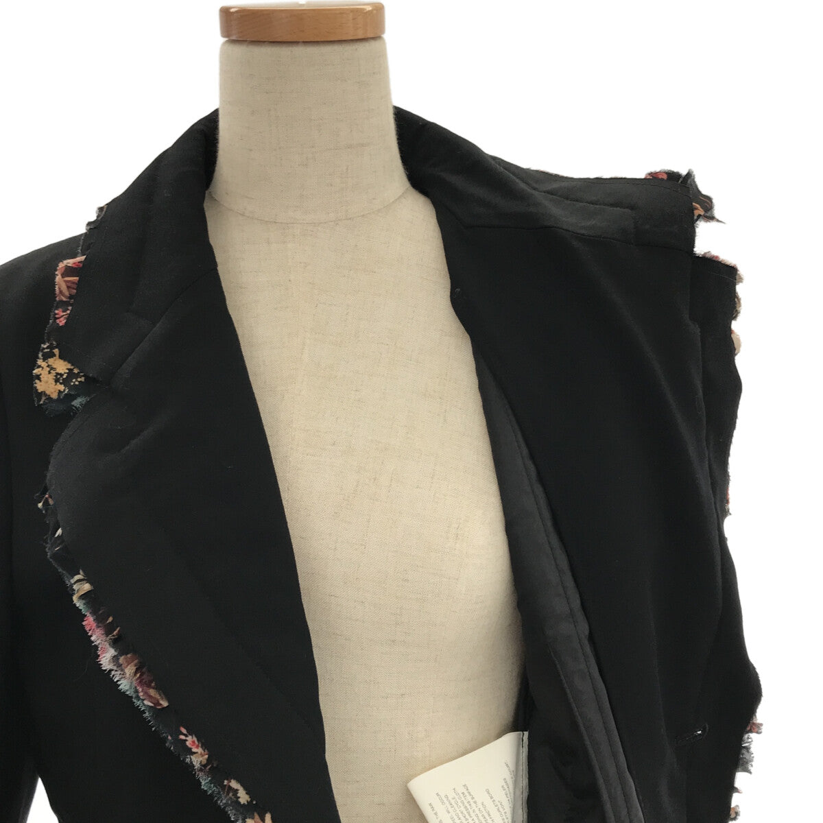 【美品】  COMME des GARCONS / コムデギャルソン | 2018AW | 総裏地 断ち切り フリル装飾 ドッキング ジャケット | S | ブラック | レディース