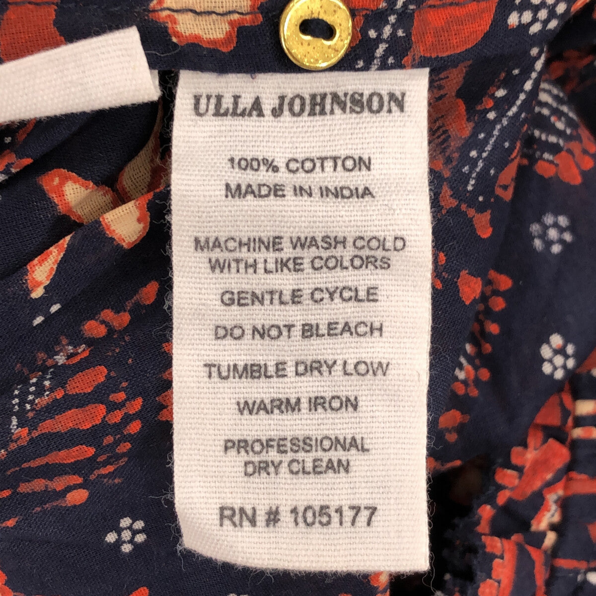 【美品】 ULLA JOHNSON / ウラジョンソン | 総柄 オールインワンパンツ | 4 | ネイビー/オレンジ | レディース