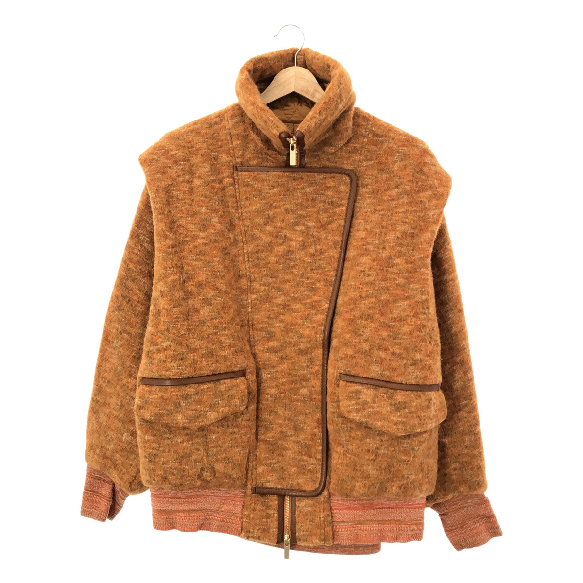 [新] Mame Kurogouchi | 2022秋冬 |羊駝毛混紡毛茸茸羊毛束腰外套 | SHOPBOP 2 |布朗 |女性的