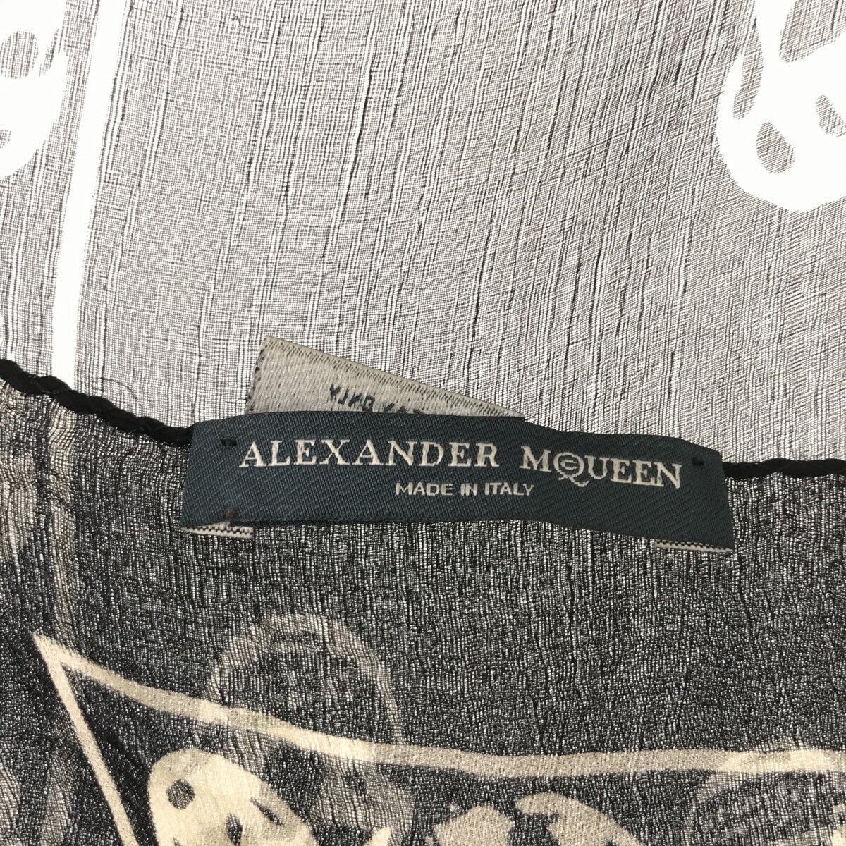 レディース【美品】  ALEXANDER MCQUEEN / アレキサンダーマックイーン | シルク スカル柄 大判 スカーフ | ブラック