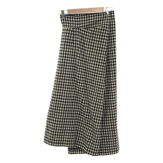 COMME des GARCONS / コムデギャルソン | ウール チェック ワイド ラップパンツ | S | ブラック/アイボリー/ゴールド | レディース