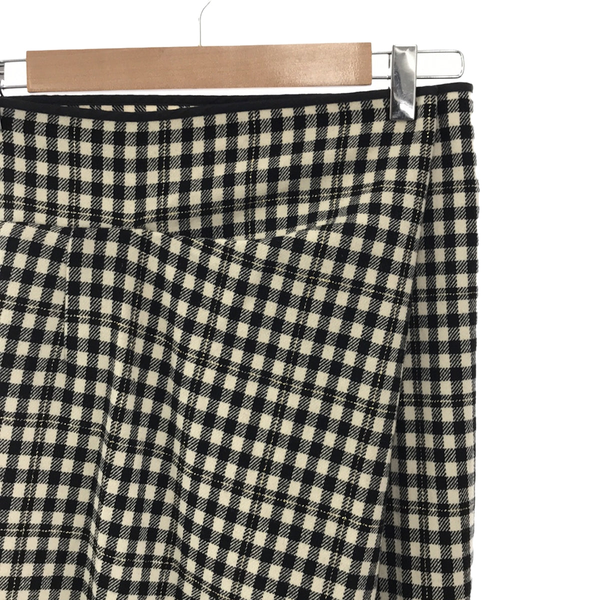 COMME des GARCONS / 컴데 갤슨 | 울 체크 와이드 랩 팬츠 | S | 블랙/아이보리/골드 | 여성
