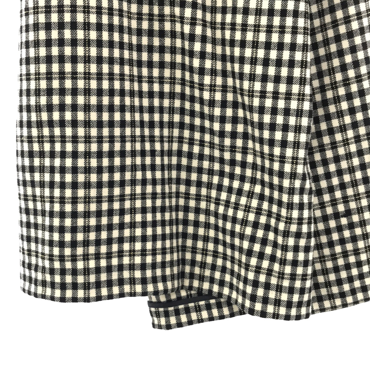 COMME des GARCONS / 컴데 갤슨 | 울 체크 와이드 랩 팬츠 | S | 블랙/아이보리/골드 | 여성