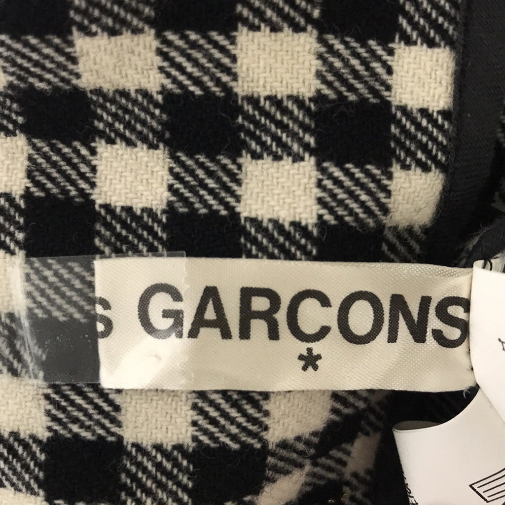 COMME des GARCONS / 컴데 갤슨 | 울 체크 와이드 랩 팬츠 | S | 블랙/아이보리/골드 | 여성