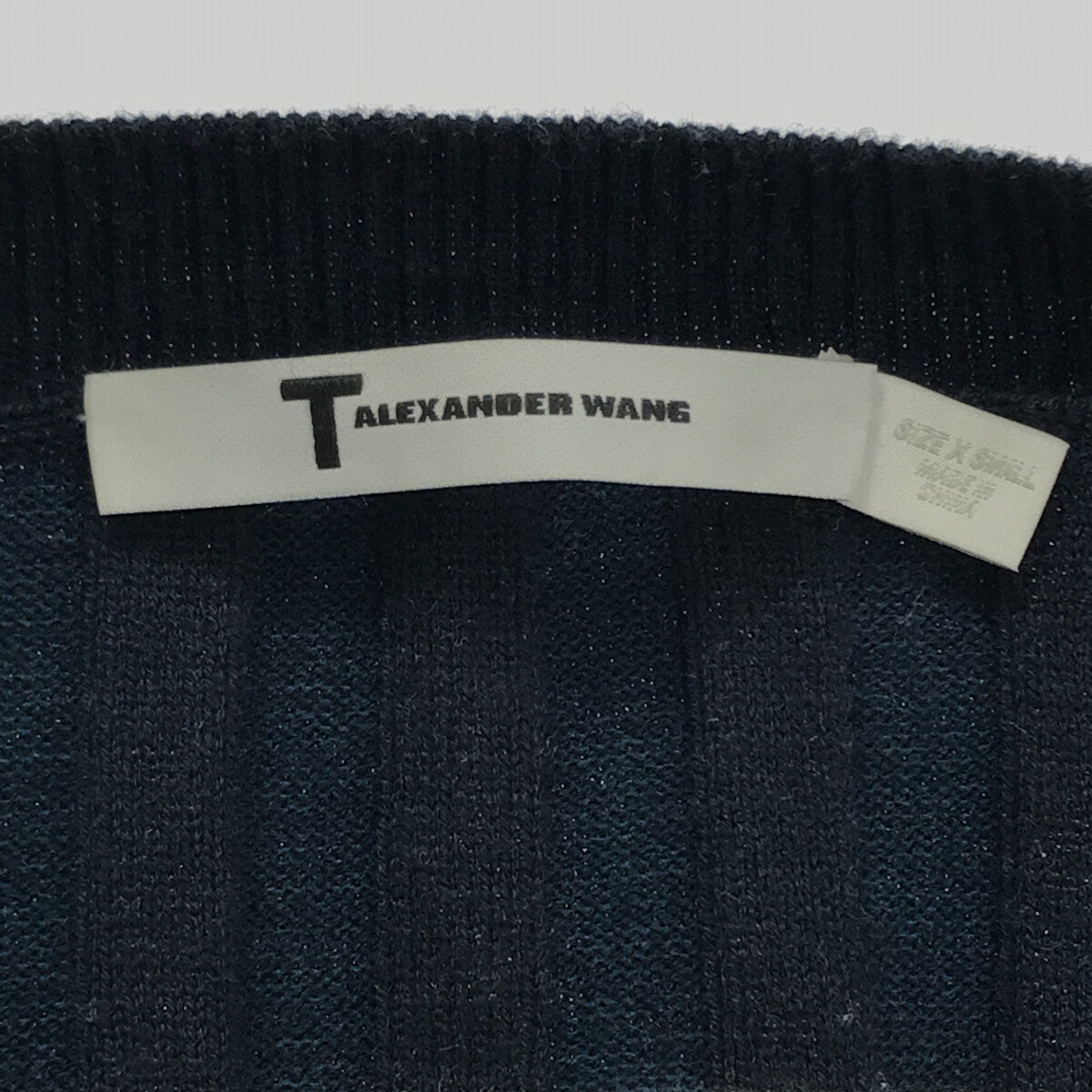 T by Alexander Wang / ティーバイアレキサンダーワン | メリノウール ボーダー ワイドニット | XS | ネイビー /  ホワイト | レディース