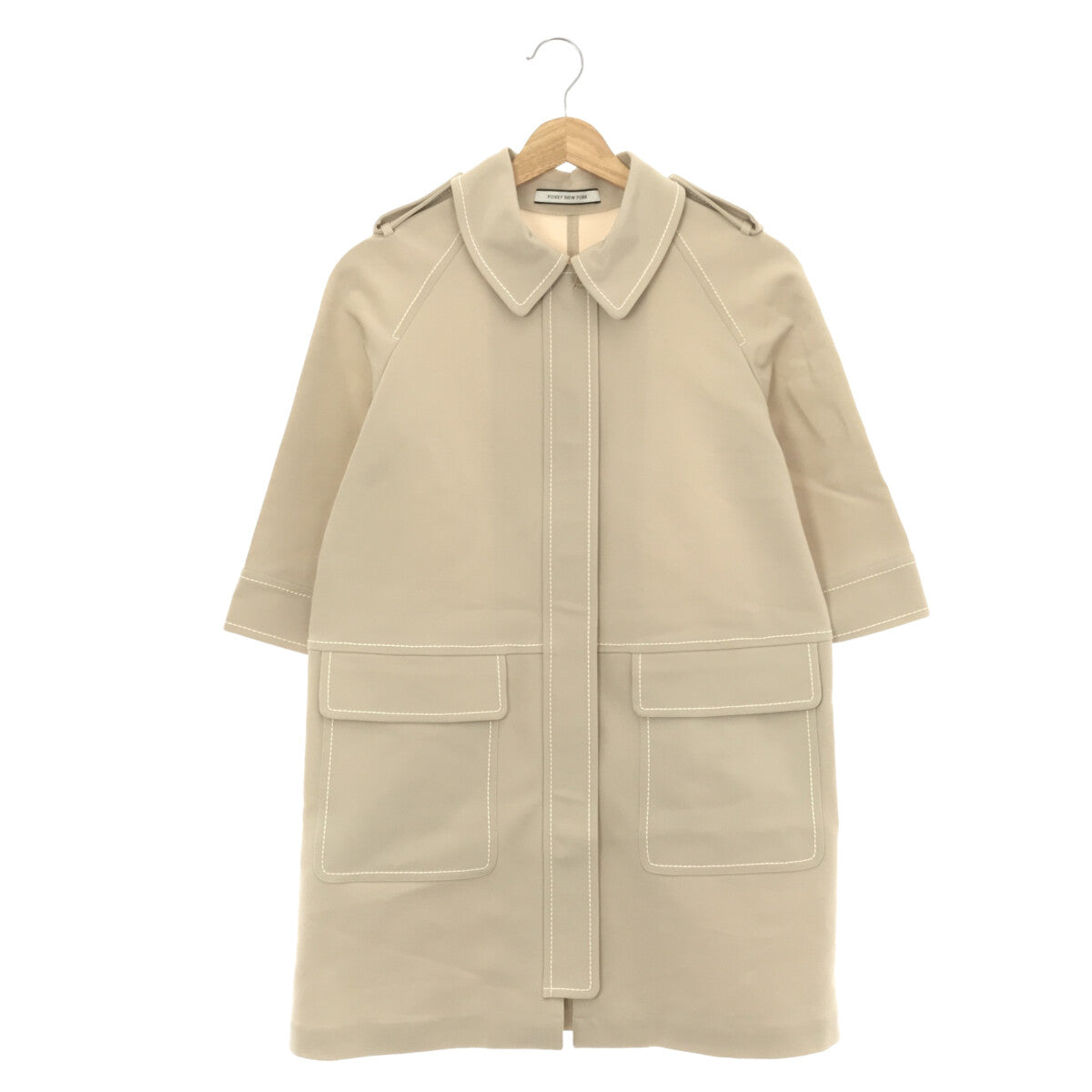 FOXEY NEW YORK / フォクシーニューヨーク | ジップアップ ストレッチコート | 38 | ベージュ | レディース