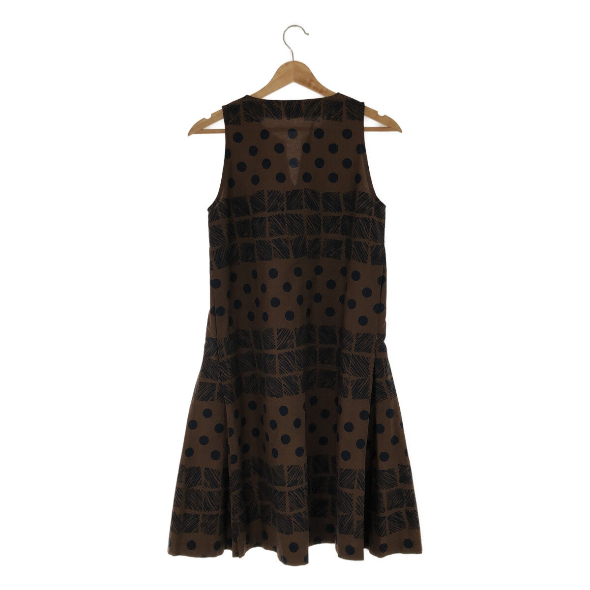 【미품】 ROSSO35 / 로소 트렌타친퀘 | 도트 무늬 키 넥 민소매 원피스 | 38 | 브라운 | 여성