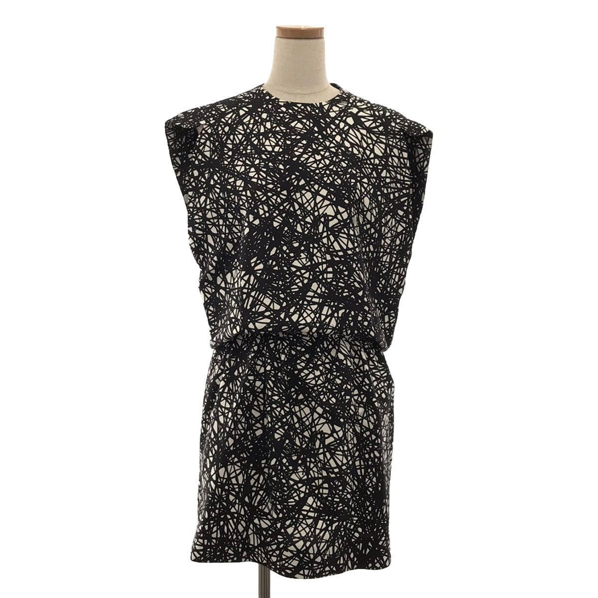 BALENCIAGA | Abstract Print Silk Dress | 38 | Black/White | Women's