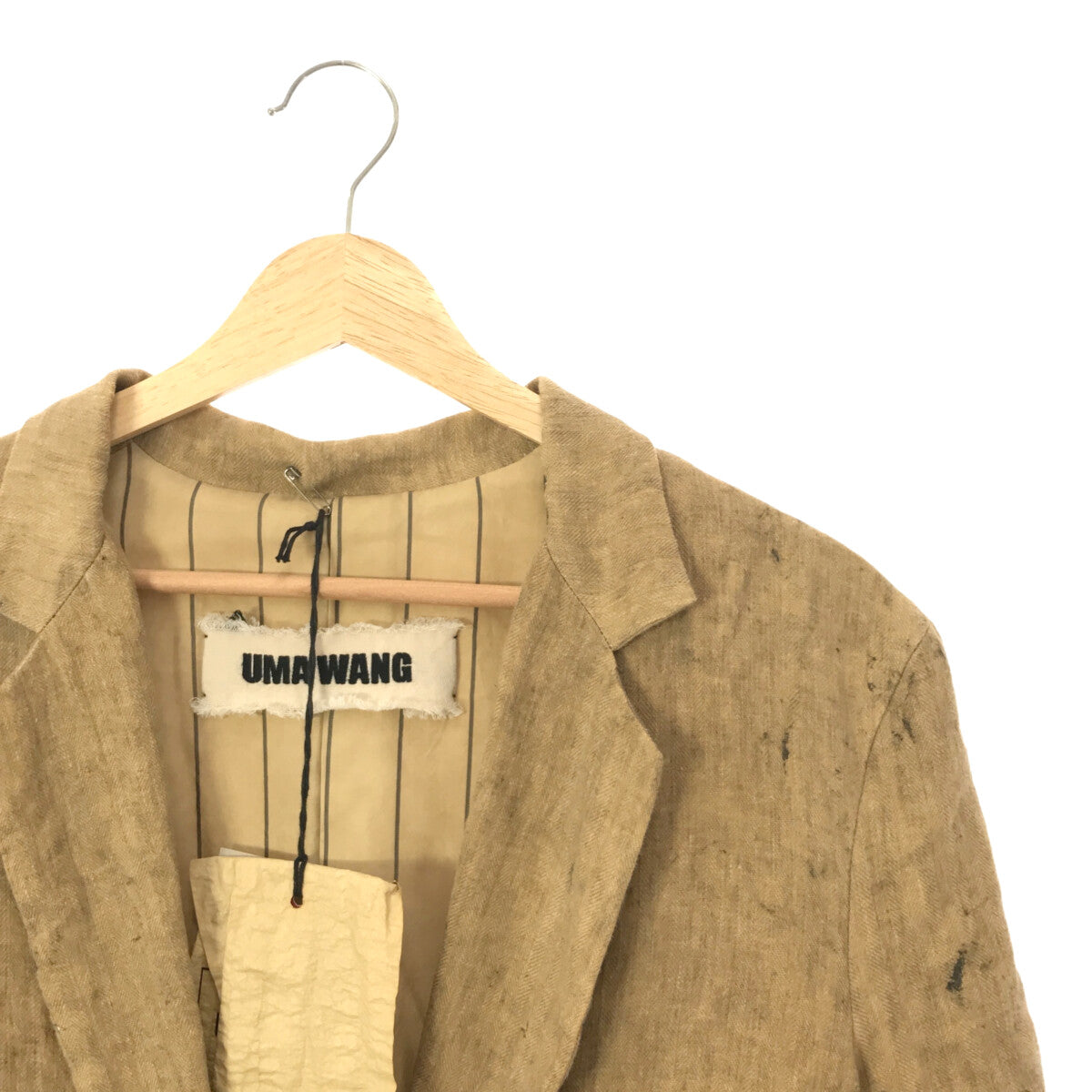 【新品】 UMA WANG / ユマワン | 2020SS | KALI JACKET リネン ペイント加工 テーラードジャケット | S | TAN  | レディース