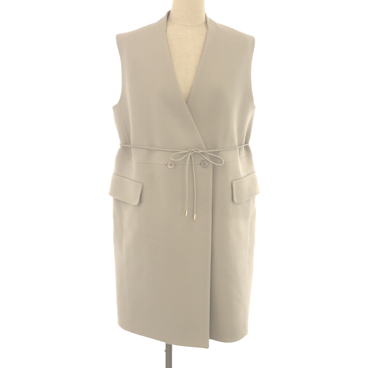 【미품】 Drawer / 드로워 | 리버시블 슬리브리스 울 코트 | 36 | 라이트 그레이/베이지 | 여성