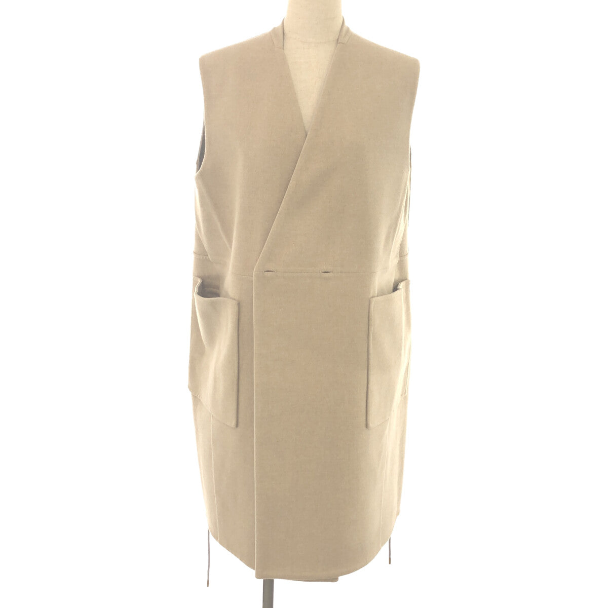 【미품】 Drawer / 드로워 | 리버시블 슬리브리스 울 코트 | 36 | 라이트 그레이/베이지 | 여성