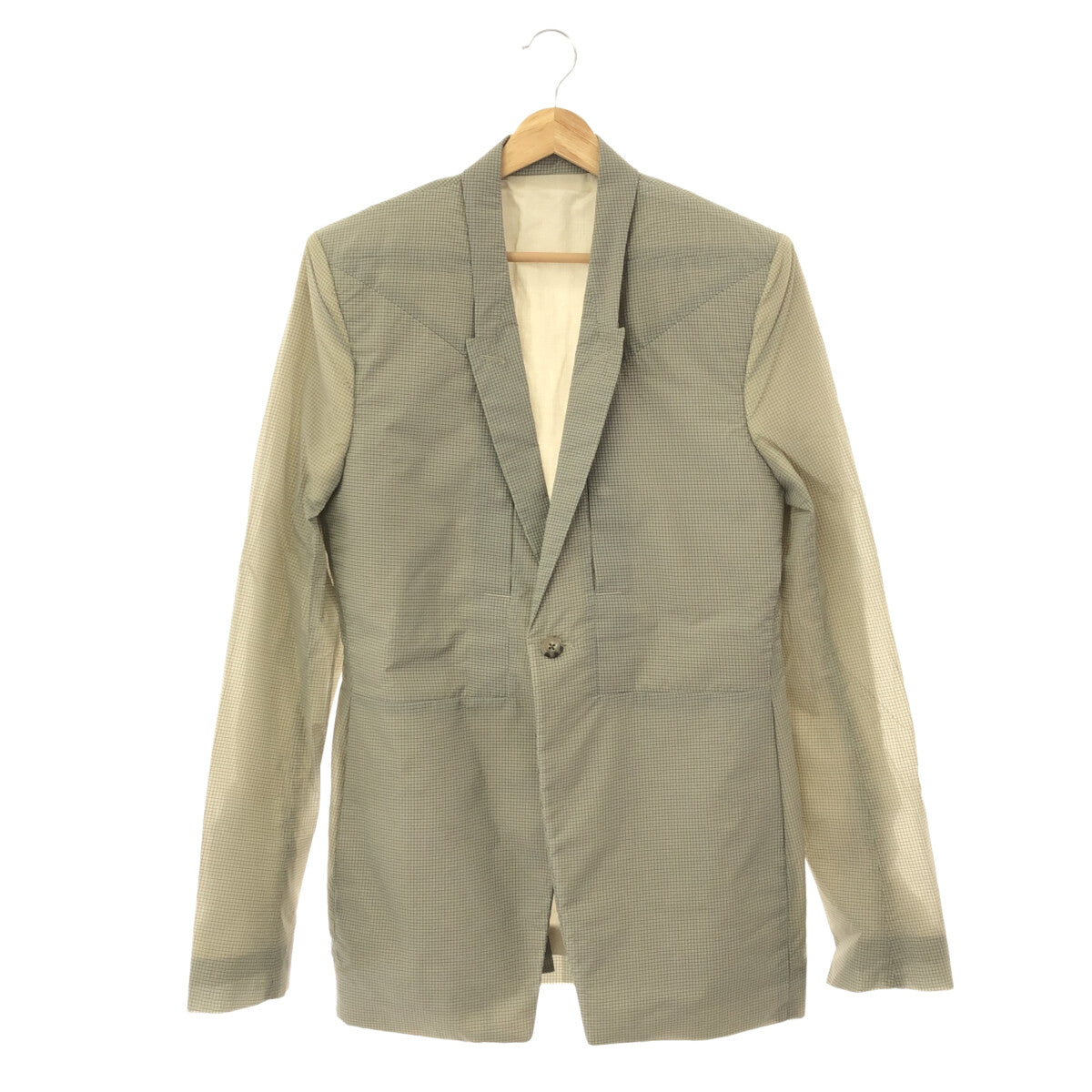 【美品】  Rick Owens / リックオウエンス | 2023SS | FOGPOCKET SOFT BLAZER チェック ソフト ブレザー ジャケット | 48 | パール | メンズ