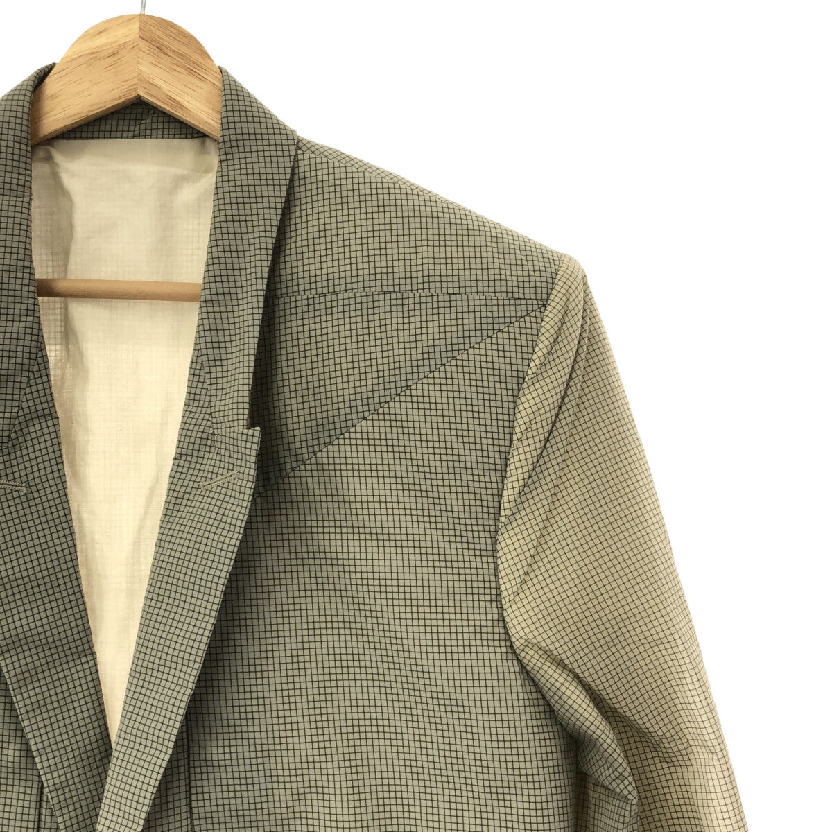 【美品】  Rick Owens / リックオウエンス | 2023SS | FOGPOCKET SOFT BLAZER チェック ソフト ブレザー ジャケット | 48 | パール | メンズ