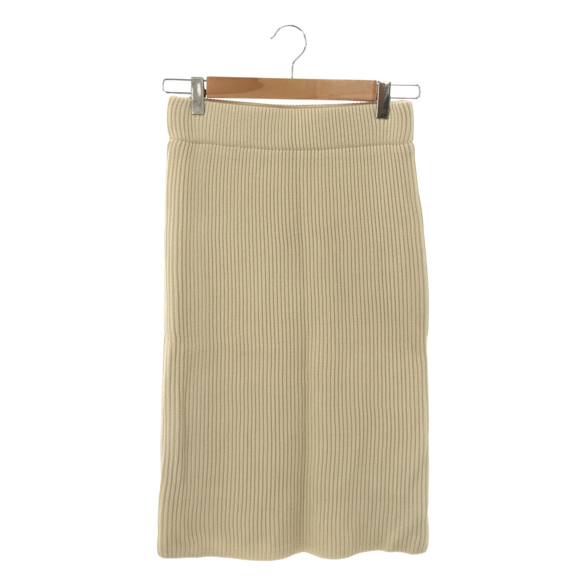 【美品】  HYKE / ハイク | 総裏地 リブニット スカート | 1 | アイボリー | レディース