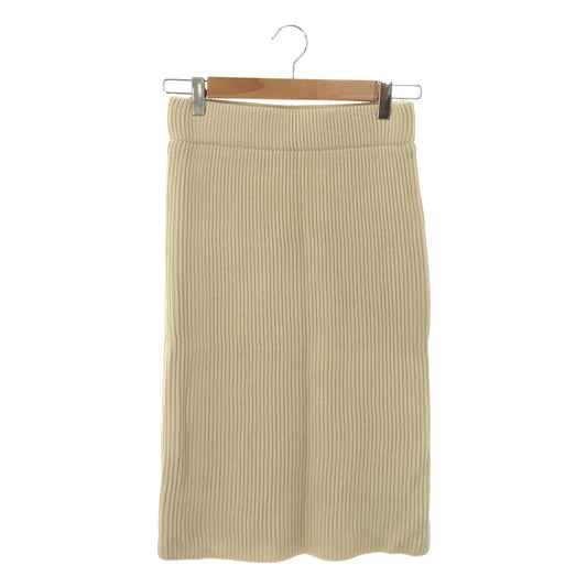 [Good Condition] HYKE | Fully Lined Ribbed Knit Skirt | 1 | Ivory | Women's