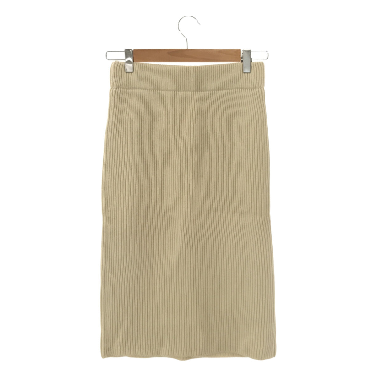 【美品】  HYKE / ハイク | 総裏地 リブニット スカート | 1 | アイボリー | レディース