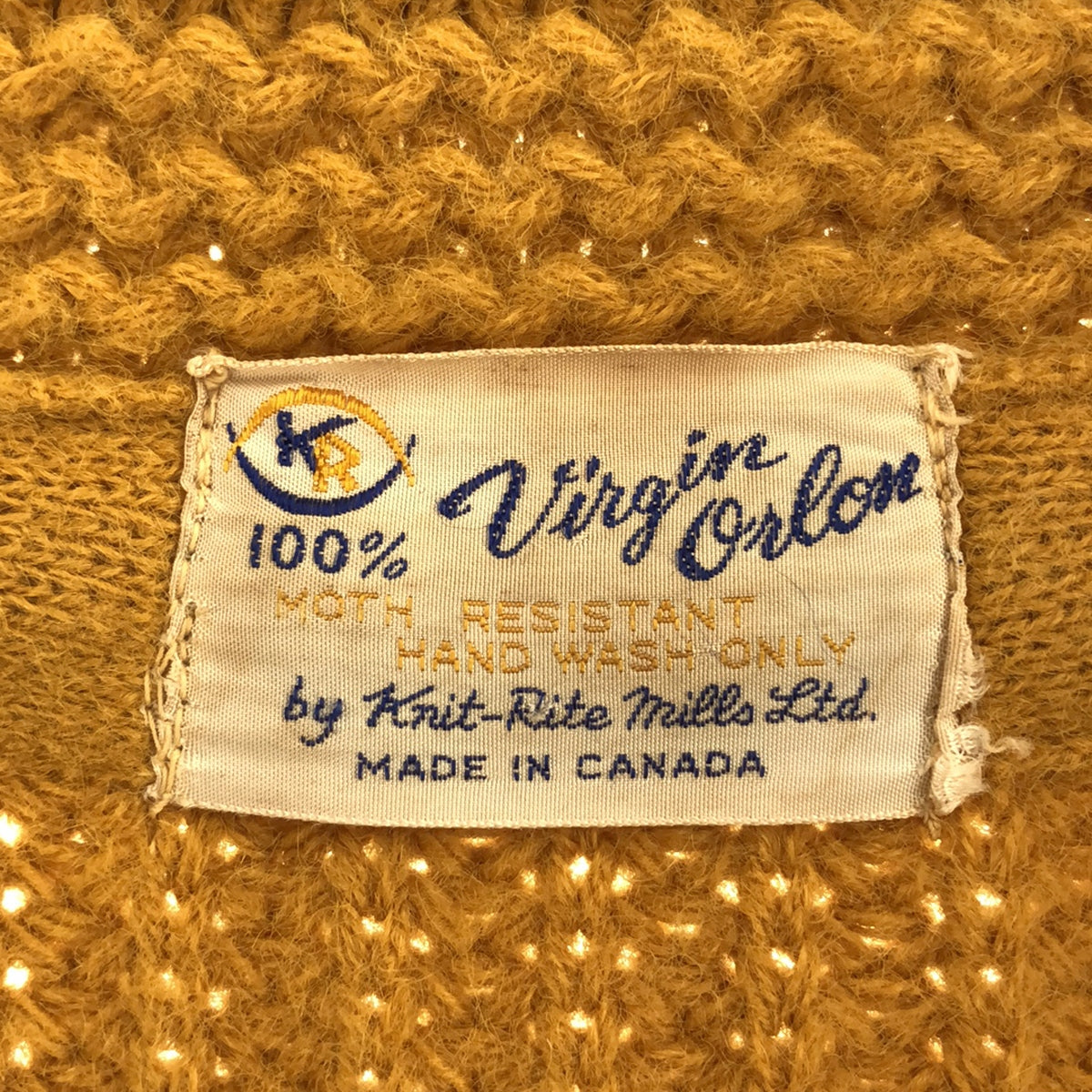 VINTAGE / ヴィンテージ古着 | 推定1960s～ カナダ製 Knit Rite Mills Ltd /  両面 フィシング ショールカラー ニットカーディガン | イエロー/オフホワイト | メンズ