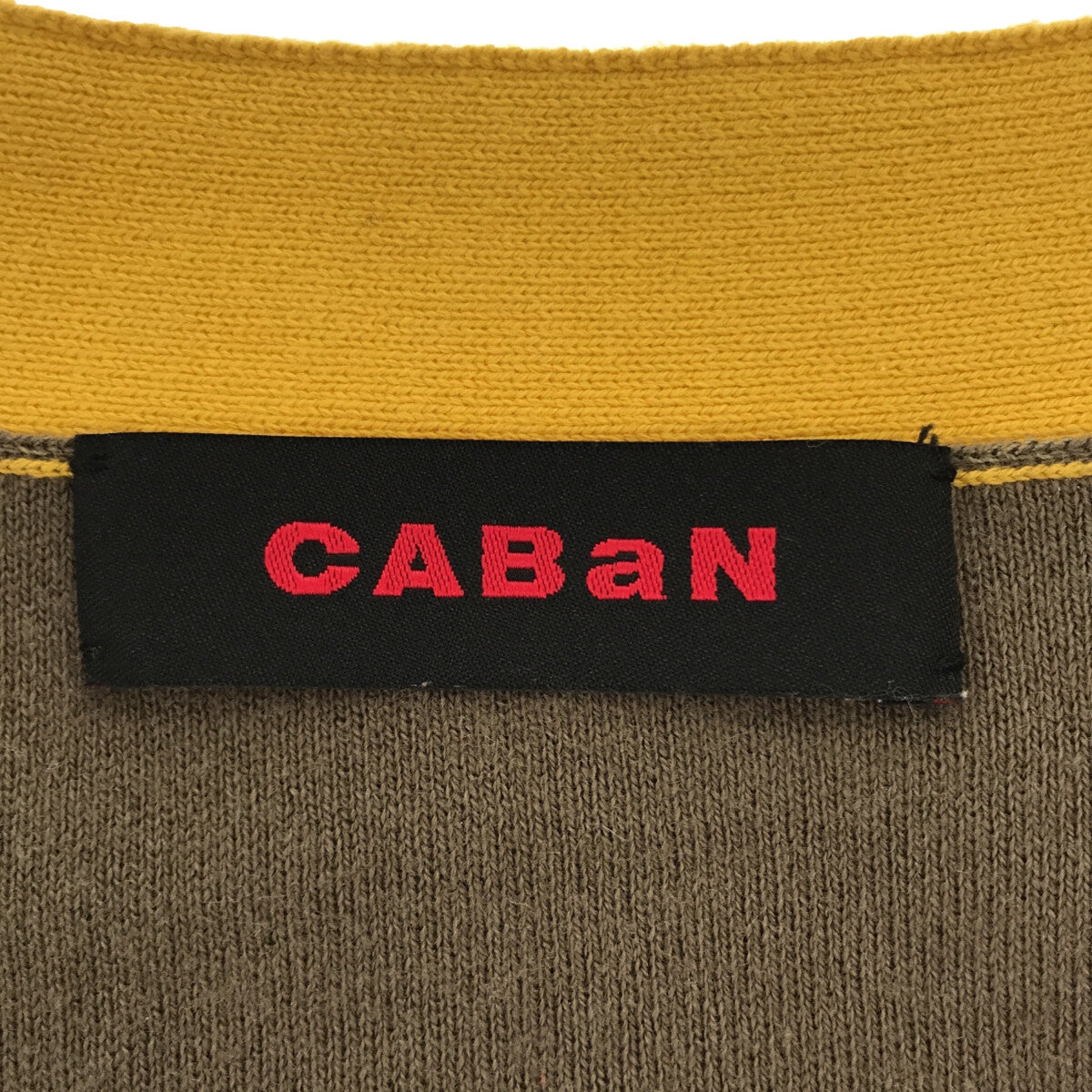【美品】  CABaN / キャバン | 2020AW | コットンカシミヤ バイカラーVネックカーディガン | M | オリーブ/イエロー | レディース