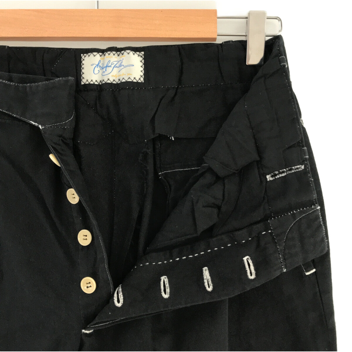 The crooked Tailor / ザクルーキッドテーラー | コットン 2タック スラックスパンツ | ブラック | メンズ