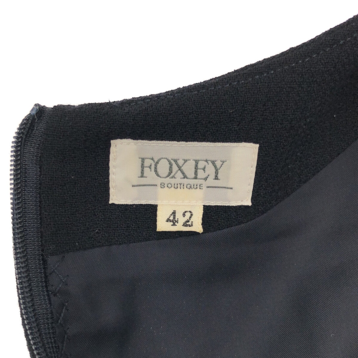 FOXEY / フォクシー | ウール 肩パッド入り ワンピース | 42 | – KLD
