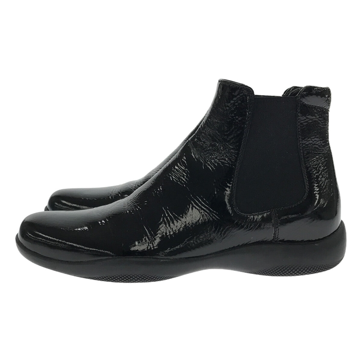 PRADA SPORT / プラダスポーツ | エナメル サイドゴアショートブーツ | 35 | ブラック | レディース