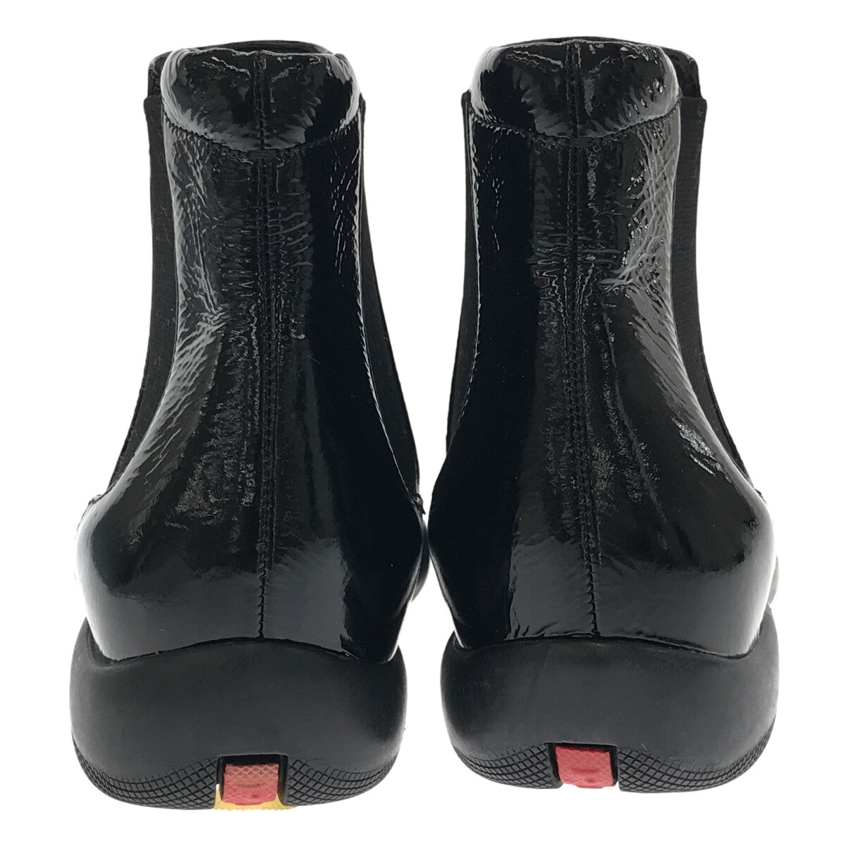 PRADA SPORT / プラダスポーツ | エナメル サイドゴアショートブーツ | 35 | ブラック | レディース