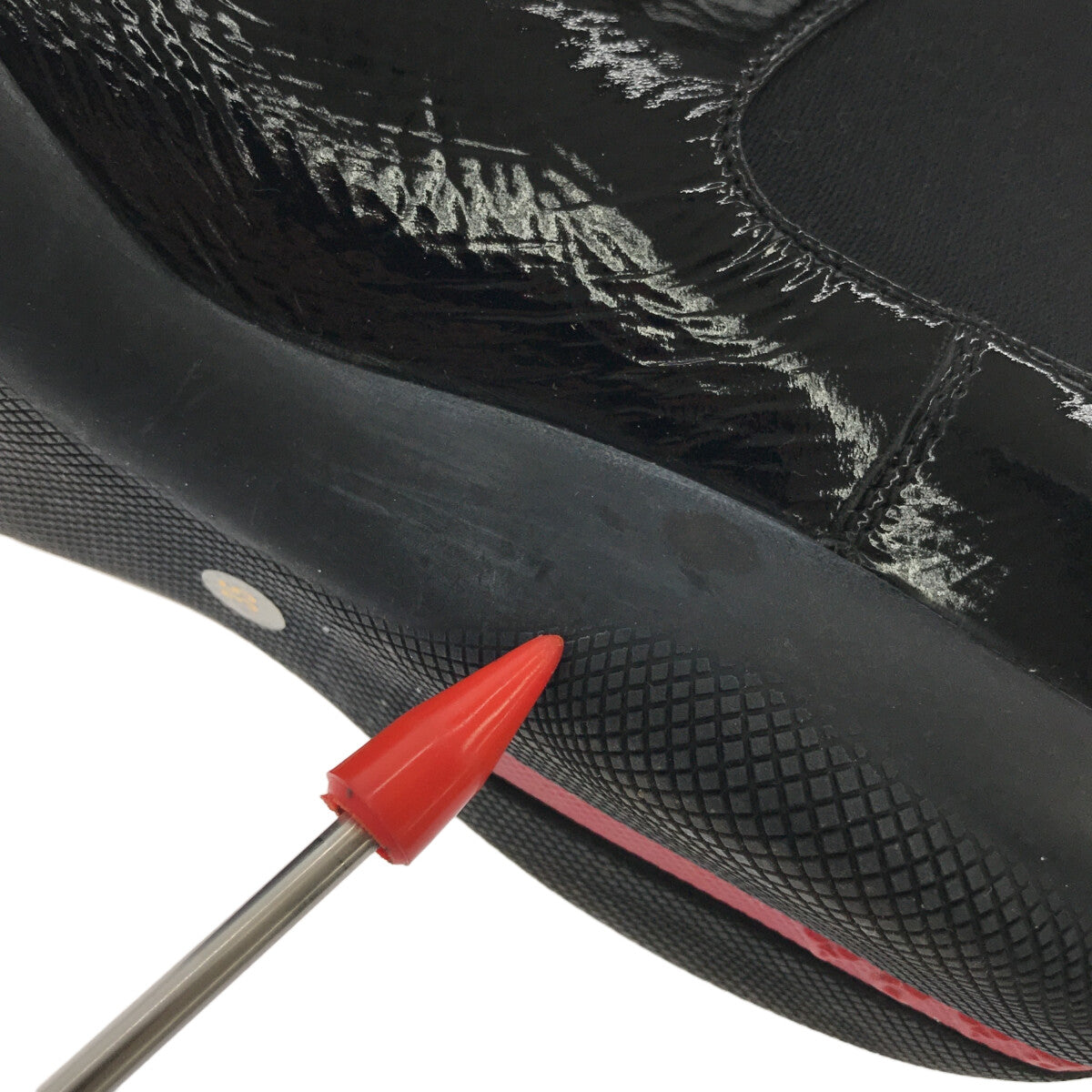 PRADA SPORT / プラダスポーツ | エナメル サイドゴアショートブーツ | 35 | ブラック | レディース