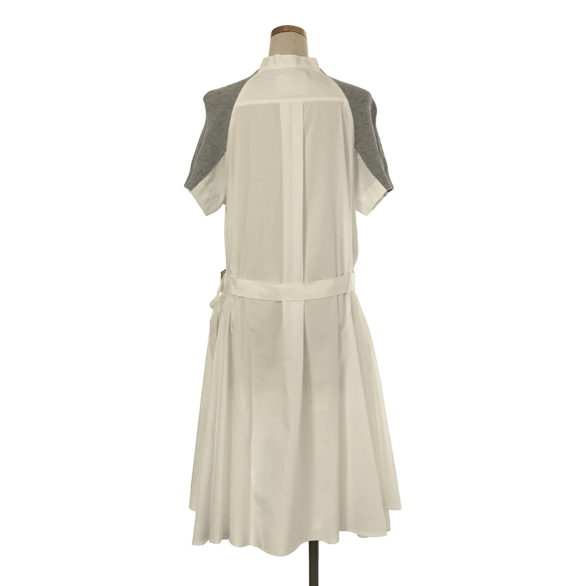 【美品】  sacai / サカイ | Cotton Knit Dress / ドッキング ニット シャツ ワンピース | 1 | ホワイト/グレー | レディース