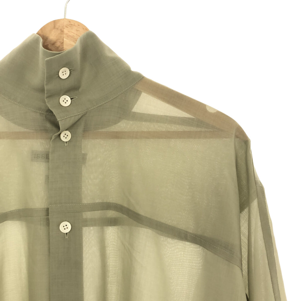 【美品】  ISSEY MIYAKE / イッセイミヤケ | 2023SS | シアー ウール ハイネック オーバーサイズ 半袖シャツ | 2 | ライトグリーン | レディース