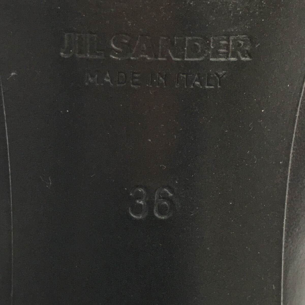 【美品】  JIL SANDER / ジルサンダー | シェイプド ヒール レザーサンダル ミュール 箱保存袋付き | 36 | ブラック | レディースインソールキズ