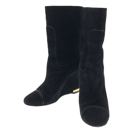 [Good Condition] Louis Vuitton | Wedge Suede Pecos Boots | 34 1/2 | Black | Women's