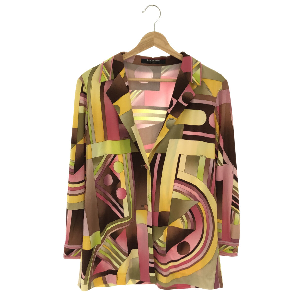 【미품】 LEONARD / 레오나르 | 총무늬 프린트 가디건 재킷 | M | 멀티 컬러 | 여성