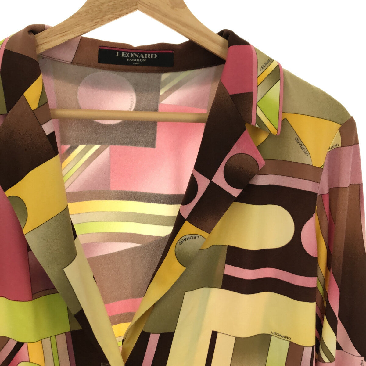 【미품】 LEONARD / 레오나르 | 총무늬 프린트 가디건 재킷 | M | 멀티 컬러 | 여성