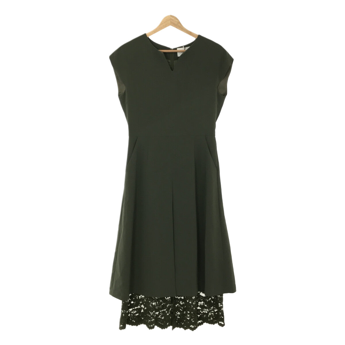 [New] Arobe | Fully lined embroidered lace layered dress all-in-one | 2 | Olive | Women's