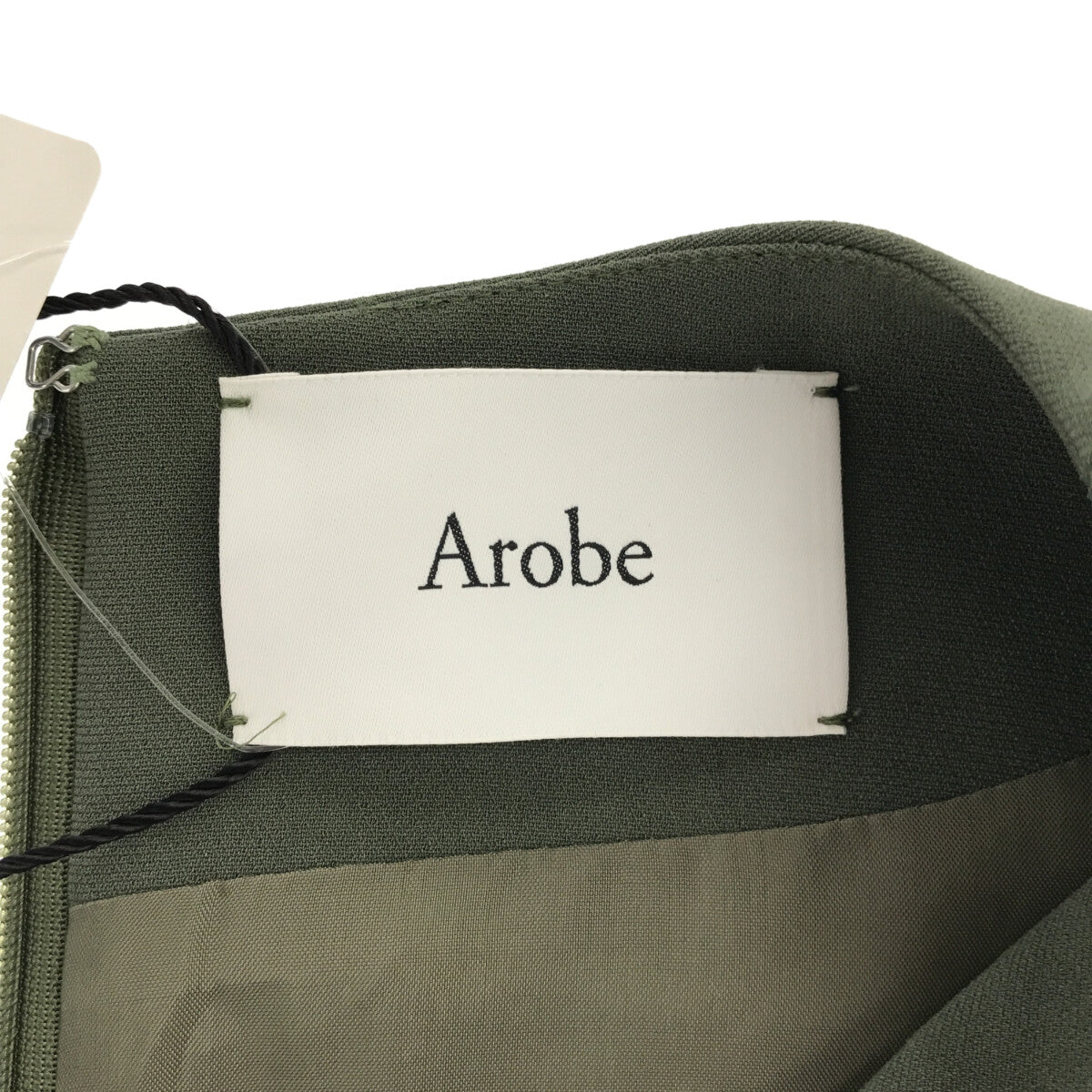 【新品】  Arobe / アローブ | 総裏地 エンブロイダリーレース レイヤード ワンピース オールインワン | 2 | オリーブ | レディース