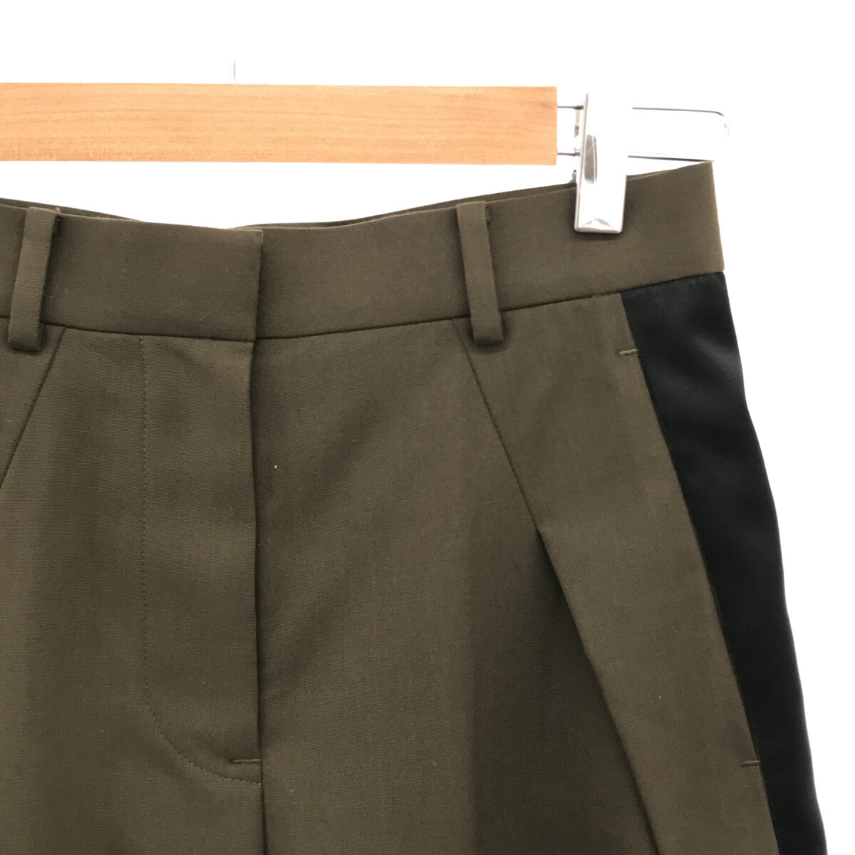 【美品】  sacai / サカイ | Suiting Pant / 裏地付き サイドライン スーチング スラックス パンツ | 0 | khaki | レディース
