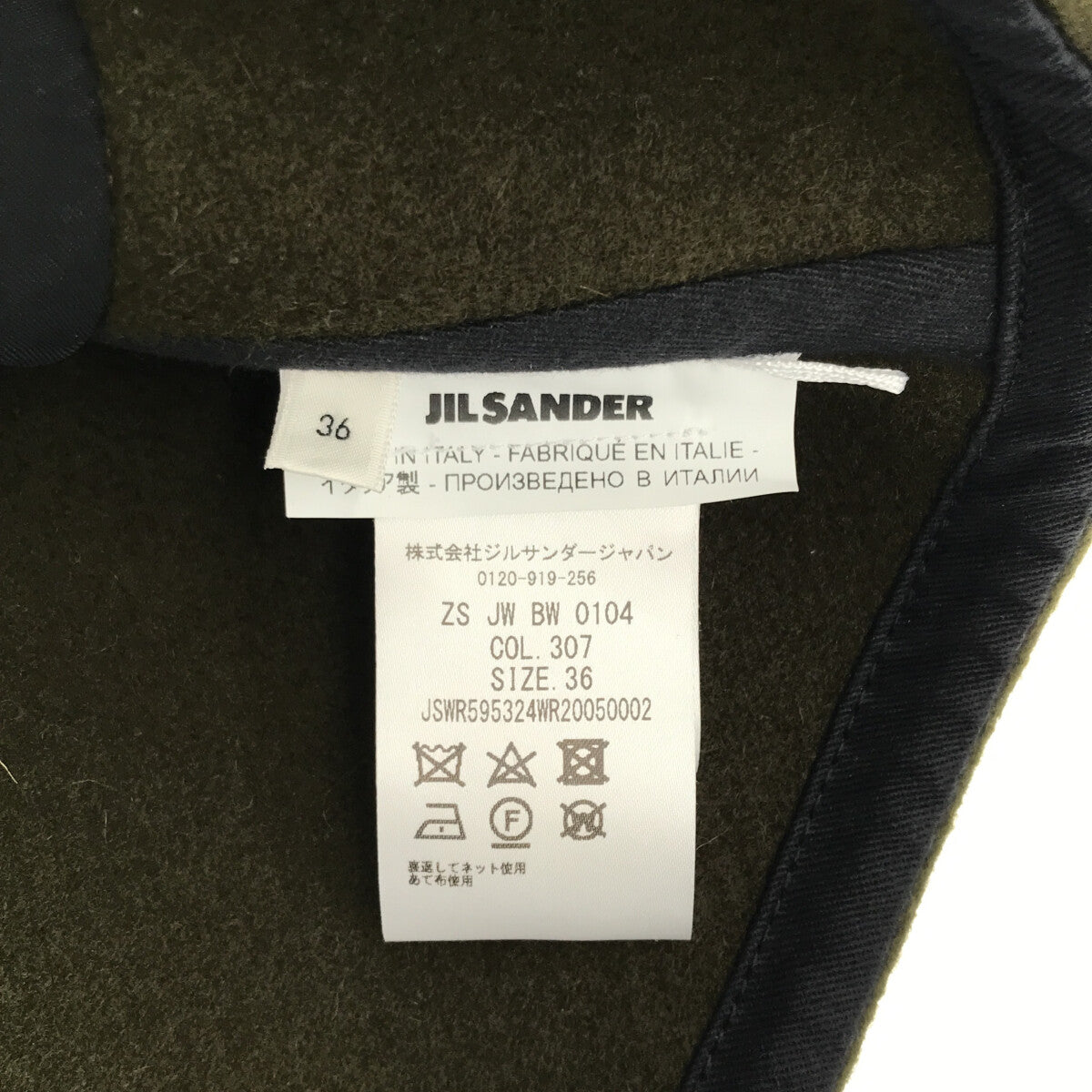 【美品】 JIL SANDER / ジルサンダー | ウール ノーカラー ボレロ ショートジャケット | 36 | カーキ | レディース