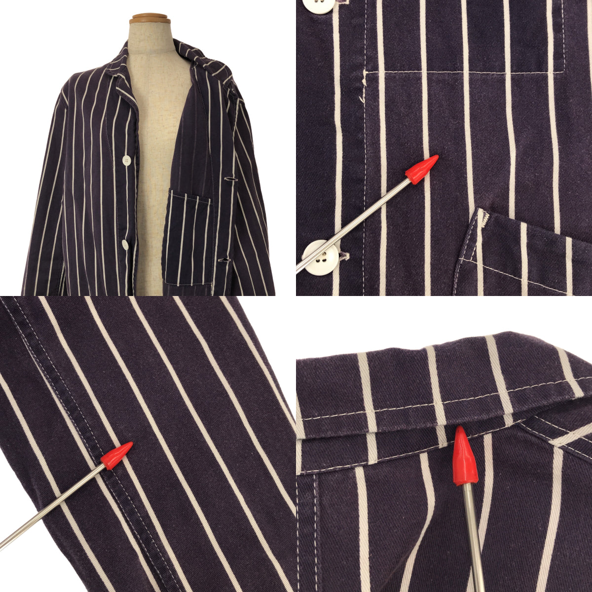 Yarmo / ヤーモ | 製品染め シングルチェスター ショップコート | L | 茄子紺 | レディース