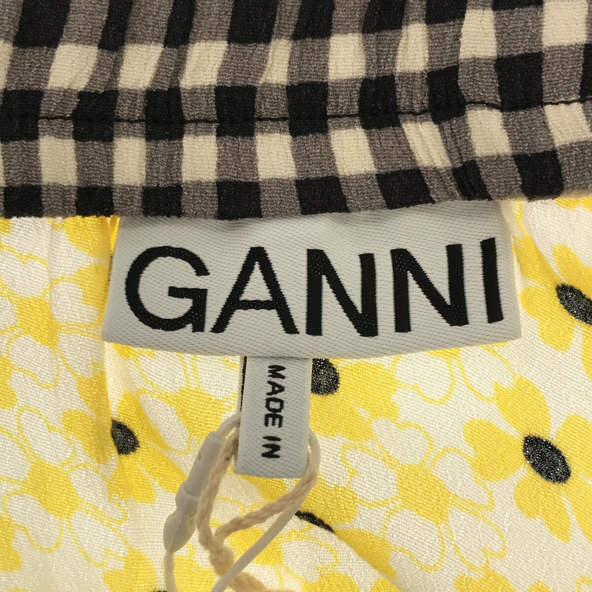 Ganni / ガニー | ギンガムチェック フラワープリント パネルスカート