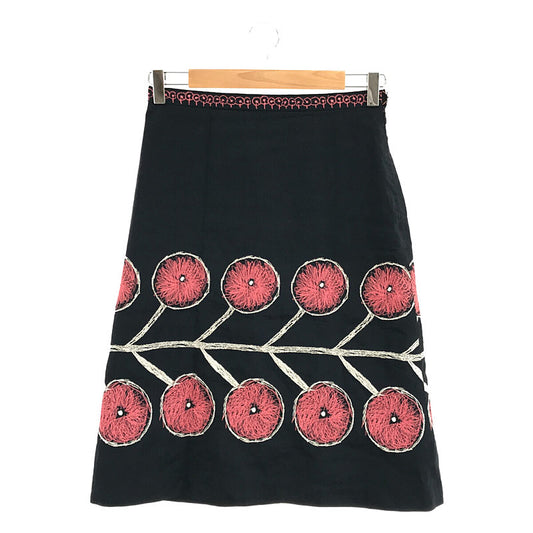 mina perhonen / ミナペルホネン | twins シルク リネン フラワー 刺繍 台形 スカート | 1 |