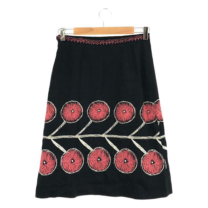 mina perhonen / ミナペルホネン | twins シルク リネン フラワー 刺繍 台形 スカート | 1 |