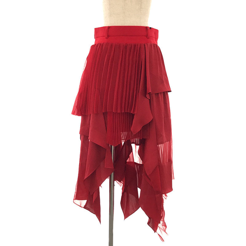 [New] sacai / Sacai | 2022AW | Satin Mix Chiffon Mix Skirt 1 | 1 | Red | Women's