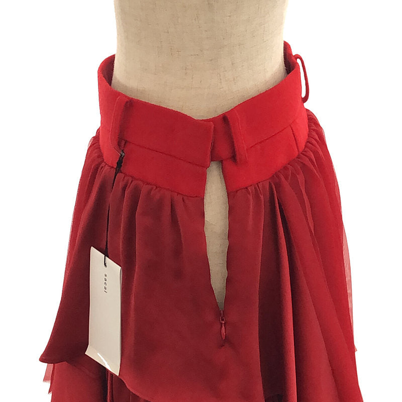 [New] sacai / Sacai | 2022AW | Satin Mix Chiffon Mix Skirt 1 | 1 | Red | Women's