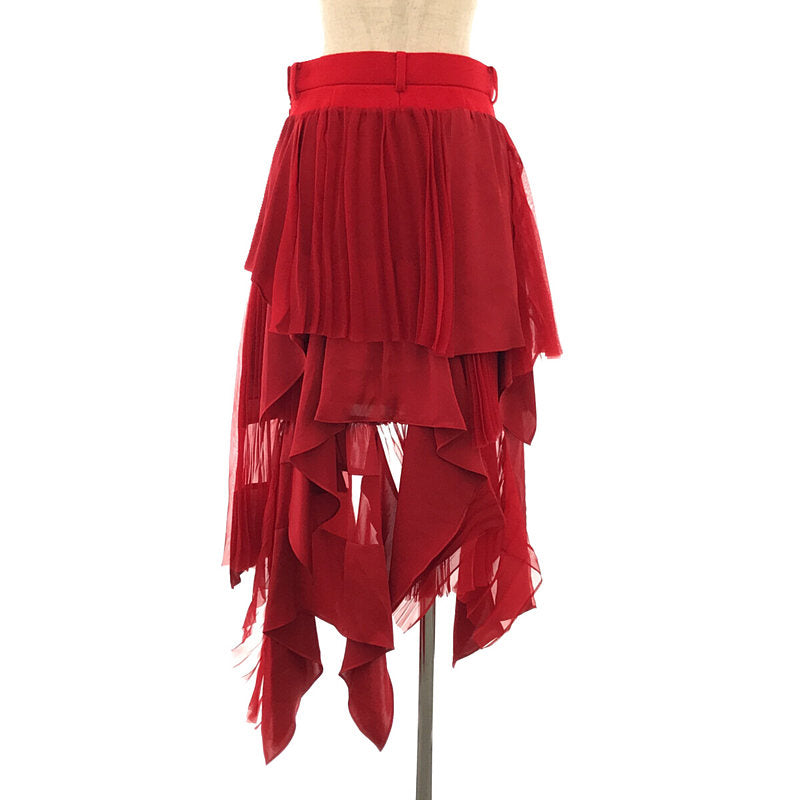 [New] sacai / Sacai | 2022AW | Satin Mix Chiffon Mix Skirt 1 | 1 | Red | Women's