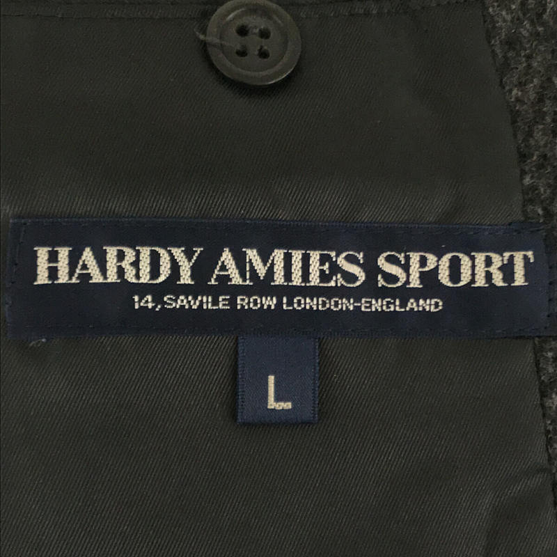 HARDY AMIES / ハーディエイミス | ロゴ 刺繍 ヘリンボーン ウール ダッフル コート | L | グレー | メンズ