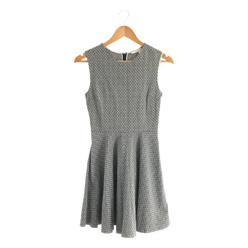 黛安馮芙絲汀寶 | JEANNIE 連身裙 小圖案提花無袖喇叭連身裙 | 0 |藍色和奶油色/白色|女性的