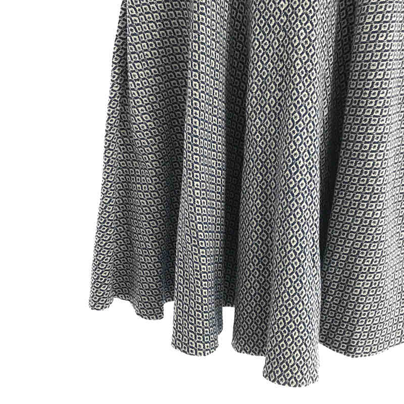 DIANE VON FURSTENBERG / ダイアンフォンファステンバーグ | JEANNIE ドレス 小紋柄 ジャガード ノースリーブ フレア ワンピース | 0 | Blue & Cream ブルー / ホワイト | レディース