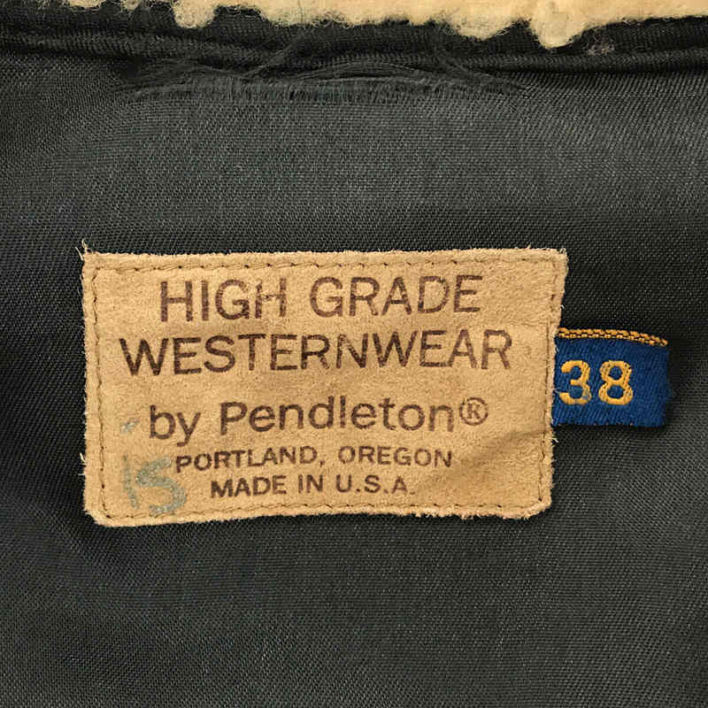 PENDLETON / ペンドルトン | 1970s～ USA製 Vintage ヴィンテージ ボア襟 袖先レザー ネイティブ ランチ コート | 38 | マルチカラー | メンズ