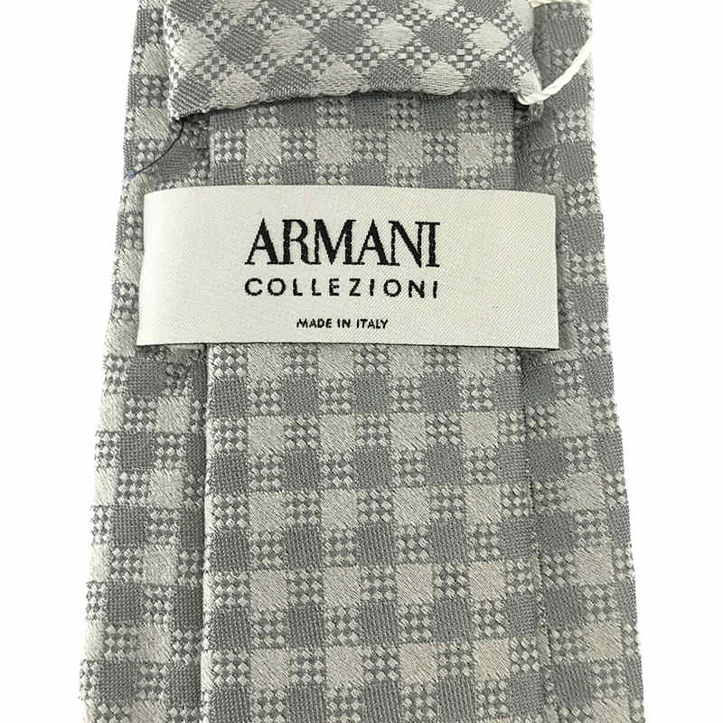 【新品】  ARMANI COLLEZIONI / アルマーニ コレツォーニ | イタリア製 シルクブレンド チェック ネクタイ フォーマル ビジネス | グレー