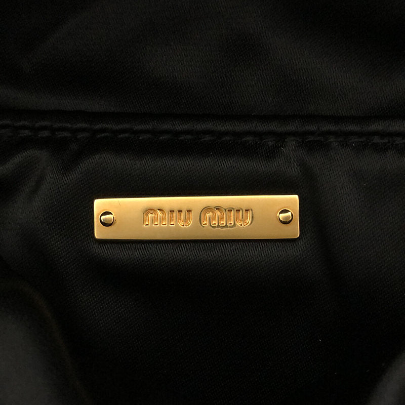 miu miu / ミュウミュウ | ベロア ドローストリング バッグ | ブラック | レディース